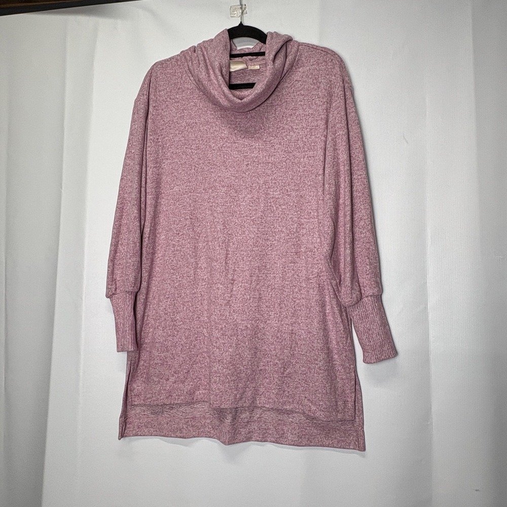 Maeve Anthropologie Cowl‎ Neck Tunic Sweater Dress Heathered Pink Small